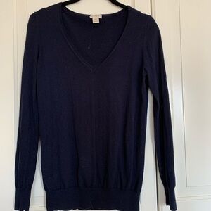 J. Crew Navy Blue V-neck Sweater XXS
